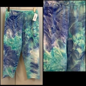 Leggings Capris Cropped Regular Size 2-10 Tie-Dye Splash Pattern